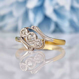 Ellibelle Jewellery Edwardian Diamond 18ct Gold & Platinum Three Stone Ring