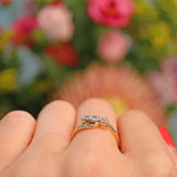 Ellibelle Jewellery Edwardian Diamond 18ct Gold Three Stone Bezel Ring