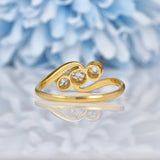 Ellibelle Jewellery Edwardian Diamond 18ct Gold Three Stone Bezel Ring