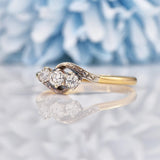Ellibelle Jewellery Edwardian Diamond 18ct Gold Three Stone Crossover Ring