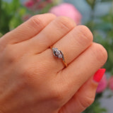 Ellibelle Jewellery Edwardian Diamond 18ct Gold Three Stone Crossover Ring