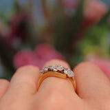 Ellibelle Jewellery Edwardian Diamond 18ct Gold Triple Daisy Cluster Ring
