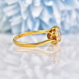 Ellibelle Jewellery Edwardian Diamond 18ct Gold Triple Daisy Cluster Ring