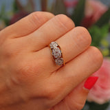 Ellibelle Jewellery Edwardian Diamond 18ct Gold Triple Daisy Cluster Ring