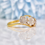 Ellibelle Jewellery Edwardian Diamond 18ct Gold Triple Daisy Cluster Ring
