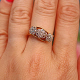 Ellibelle Jewellery Edwardian Diamond 18ct Gold Triple Daisy Cluster Ring