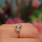 Ellibelle Jewellery Edwardian Diamond 18ct Gold Triple Daisy Cluster Ring