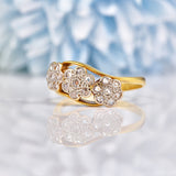 Ellibelle Jewellery Edwardian Diamond 18ct Gold Triple Daisy Cluster Ring