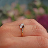 Ellibelle Jewellery Edwardian Diamond Gold & Platinum Three Stone Crossover Ring (0.30ct)