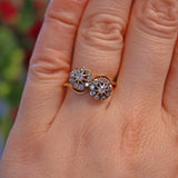 Ellibelle Jewellery EDWARDIAN DOUBLE CLUSTER DIAMOND CROSSOVER RING