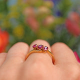Ellibelle Jewellery Edwardian Garnet 18ct Gold Three Stone Ring
