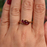 Ellibelle Jewellery Edwardian Garnet 18ct Gold Three Stone Ring