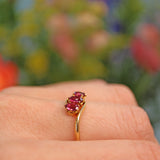 Ellibelle Jewellery Edwardian Garnet 18ct Gold Three Stone Ring