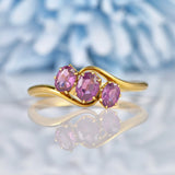 Ellibelle Jewellery Edwardian Garnet 18ct Gold Three Stone Ring