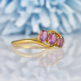 Ellibelle Jewellery Edwardian Garnet 18ct Gold Three Stone Ring