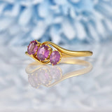 Ellibelle Jewellery Edwardian Garnet 18ct Gold Three Stone Ring