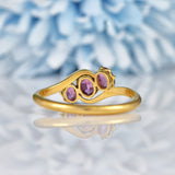 Ellibelle Jewellery Edwardian Garnet 18ct Gold Three Stone Ring