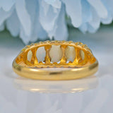 EDWARDIAN OPAL & DIAMOND 18CT GOLD FIVE STONE RING