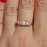 EDWARDIAN OPAL & DIAMOND 18CT GOLD FIVE STONE RING