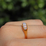EDWARDIAN OPAL & DIAMOND 18CT GOLD FIVE STONE RING
