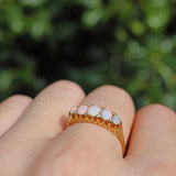 EDWARDIAN OPAL & DIAMOND 18CT GOLD FIVE STONE RING