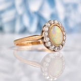 Ellibelle Jewellery Edwardian Opal & Diamond Gold Cluster Ring