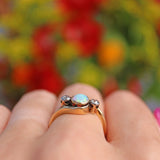 Ellibelle Jewellery Edwardian Opal & Diamond Three Stone Crossover Ring