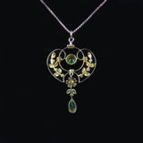 Ellibelle Jewellery EDWARDIAN PERIDOT & PEARL 15CT GOLD PENDANT NECKLACE