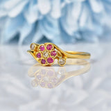 Ellibelle Jewellery Edwardian Ruby & Diamond Daisy Crossover Ring