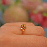 Ellibelle Jewellery Edwardian Ruby & Diamond Daisy Crossover Ring
