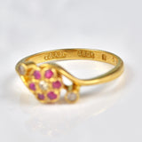 Ellibelle Jewellery Edwardian Ruby & Diamond Daisy Crossover Ring