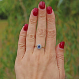 Ellibelle Jewellery EDWARDIAN SAPPHIRE & DIAMOND 18CT GOLD CLUSTER RING
