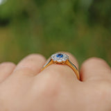 Ellibelle Jewellery EDWARDIAN SAPPHIRE & DIAMOND 18CT GOLD CLUSTER RING