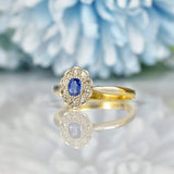Ellibelle Jewellery EDWARDIAN SAPPHIRE & DIAMOND 18CT GOLD CLUSTER RING