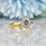 Ellibelle Jewellery EDWARDIAN SAPPHIRE & DIAMOND 18CT GOLD CLUSTER RING
