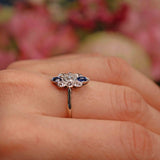 Ellibelle Jewellery Edwardian Sapphire & Diamond 18ct White Gold Ring