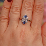 Ellibelle Jewellery Edwardian Sapphire & Diamond 18ct White Gold Ring