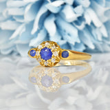 Ellibelle Jewellery EDWARDIAN SAPPHIRE & DIAMOND CLUSTER RING