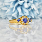 Ellibelle Jewellery EDWARDIAN SAPPHIRE & DIAMOND CLUSTER RING