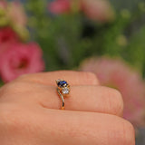 Ellibelle Jewellery Edwardian Sapphire & Diamond Crossover Trilogy Ring