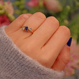 Ellibelle Jewellery Edwardian Sapphire & Diamond Crossover Trilogy Ring