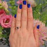 Ellibelle Jewellery Edwardian Sapphire & Diamond Crossover Trilogy Ring