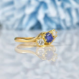 Ellibelle Jewellery Edwardian Sapphire & Diamond Crossover Trilogy Ring