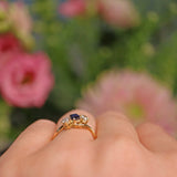 Ellibelle Jewellery Edwardian Sapphire & Diamond Crossover Trilogy Ring