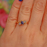 Ellibelle Jewellery Edwardian Sapphire & Diamond Crossover Trilogy Ring