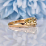 Ellibelle Jewellery Edwardian Sapphire & Old Cut Diamond Carved Half Hoop Ring