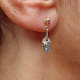 Ellibelle Jewellery Edwardian Style Blue Topaz & Diamond Pendant Drop Earrings