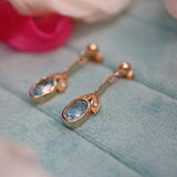 Ellibelle Jewellery Edwardian Style Blue Topaz & Diamond Pendant Drop Earrings