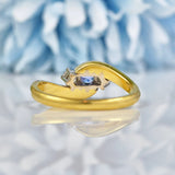 Ellibelle Jewellery Edwardian Style Ceylon Sapphire & Diamond Three Stone Ring