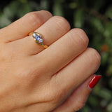 Ellibelle Jewellery Edwardian Style Ceylon Sapphire & Diamond Three Stone Ring